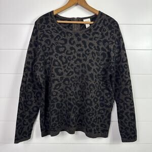Chico's Black and Brown Leopard Print Sweater